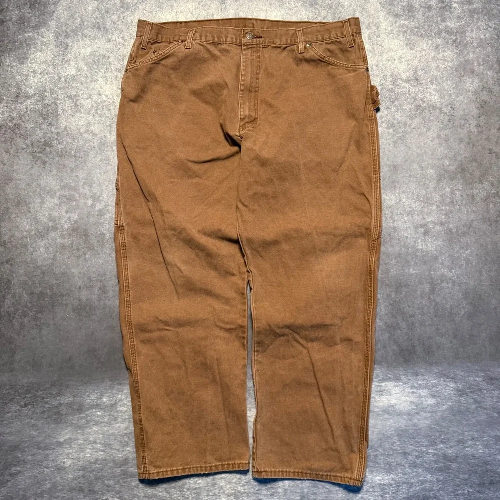 Dickies Men's Brown Carpenter Work Pants Relaxed Fit Cotton Size 42x30‎